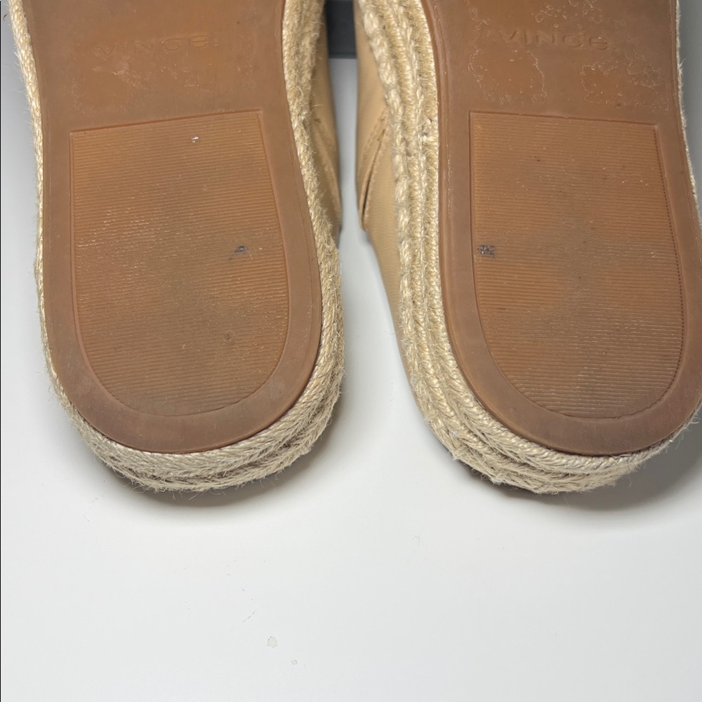Vince Ulla Leather Slip-On Espadrille Mules Beige Women’s Size 8 - Picture 9 of 11